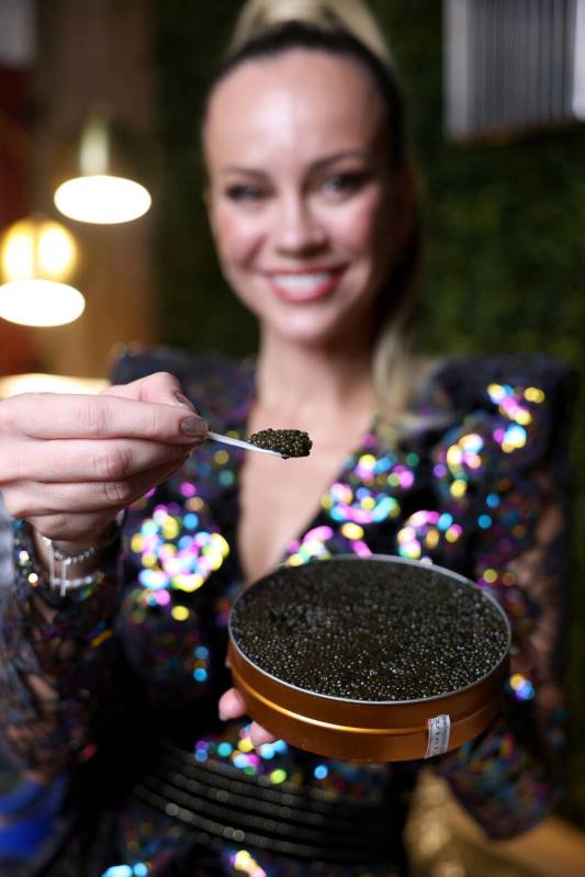 Nina Manchev, chef and owner of Forte Tapas and The Caviar Collective, with caviar at her Las V ...