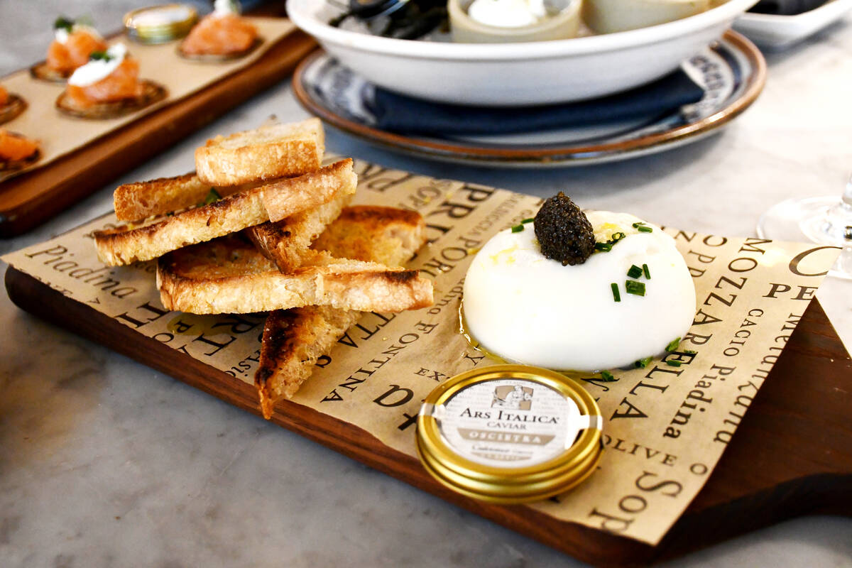 Burrata and caviar from La Pizza e La Pasta in Eataly at Park MGM. (Park MGM)