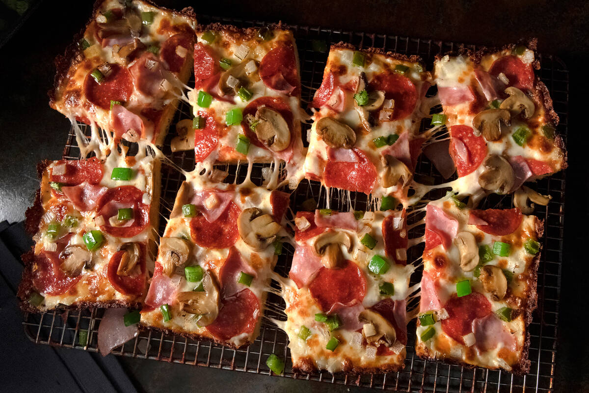 A Super Special Detroit-style pie from Jet's Pizza in the Henderson area of Las Vegas. (Jet's P ...