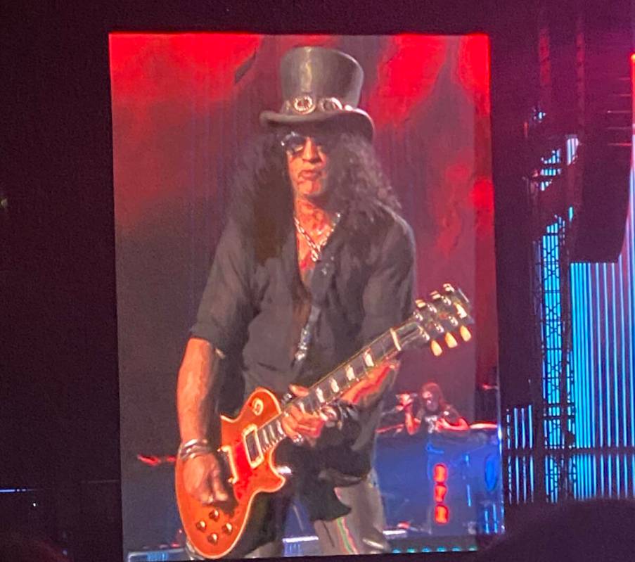 Guns N' Roses plays Allegiant Stadium on Friday, Aug. 27, 2021. (John Katsilometes/Las Vegas Re ...