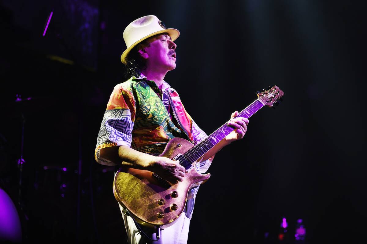 Carlos Santana is shown at House of Blues at Mandalay Bay on May 18, 2022. (Denise Truscello)