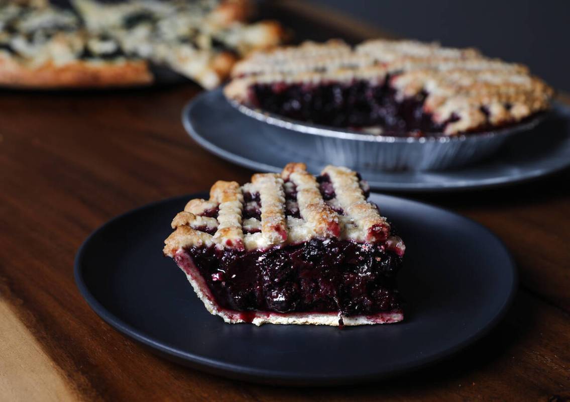 Blueberry pie at Crust & Roux in Las Vegas, Wednesday, Feb. 1, 2023. (Rachel Aston/Las Vegas Re ...