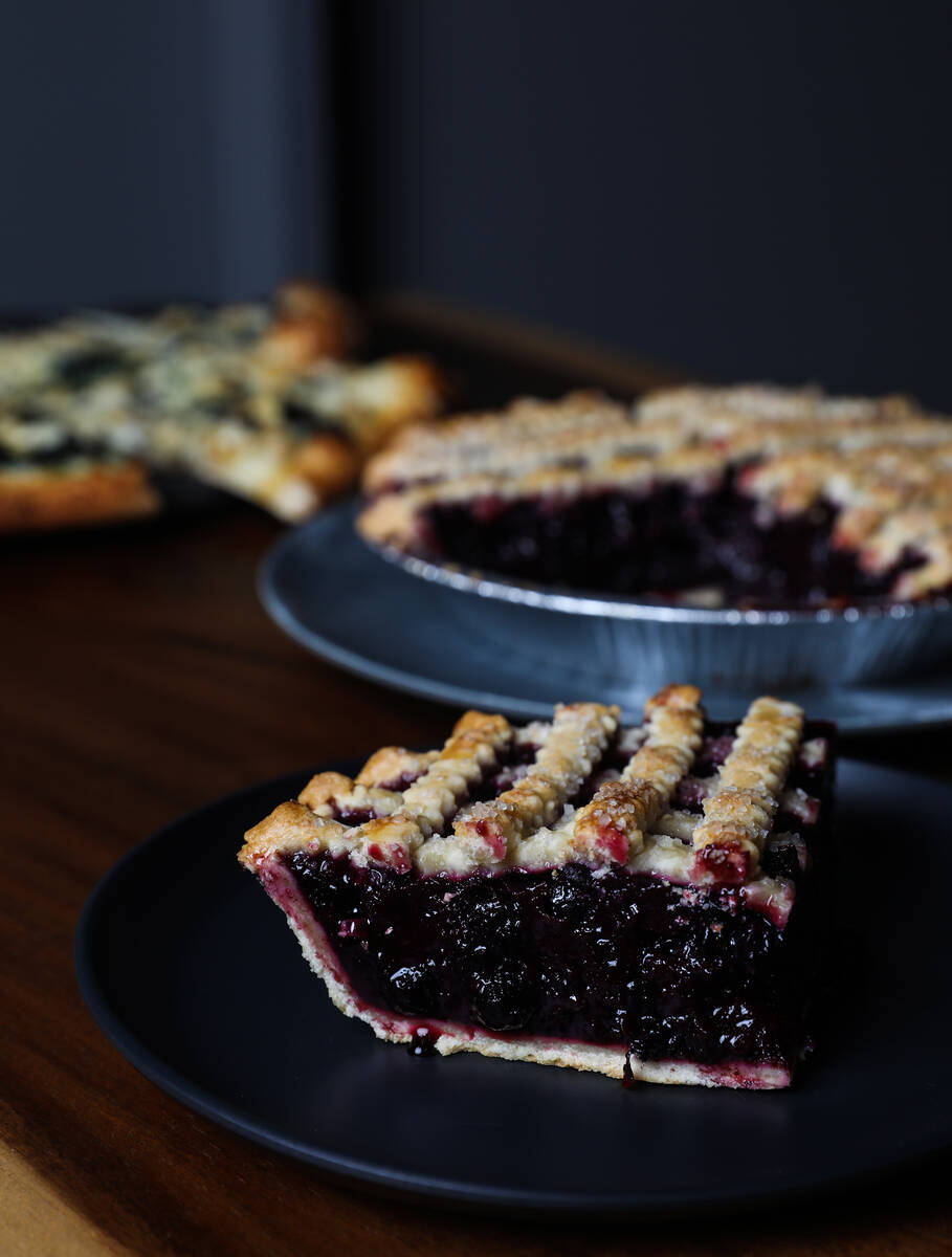 Blueberry pie at Crust & Roux in Las Vegas, Wednesday, Feb. 1, 2023. (Rachel Aston/Las Vegas Re ...
