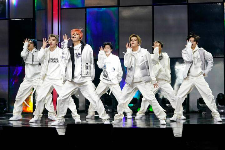 K-Pop group Enhypen perform during a showcase to introduce their album "Dimension: Answer& ...