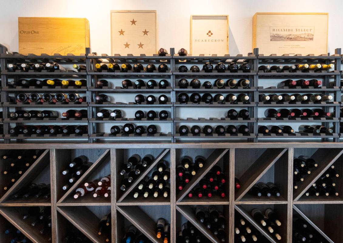 The wine area is shown at Table 34, a local restaurant, at 600 E. Warm Springs Road, on Friday, ...