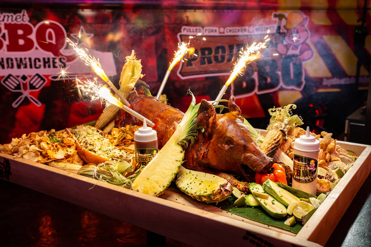 At Project BBQ in the Fremont Street Experience in downtown Las Vegas, the Hogstravaganza party ...