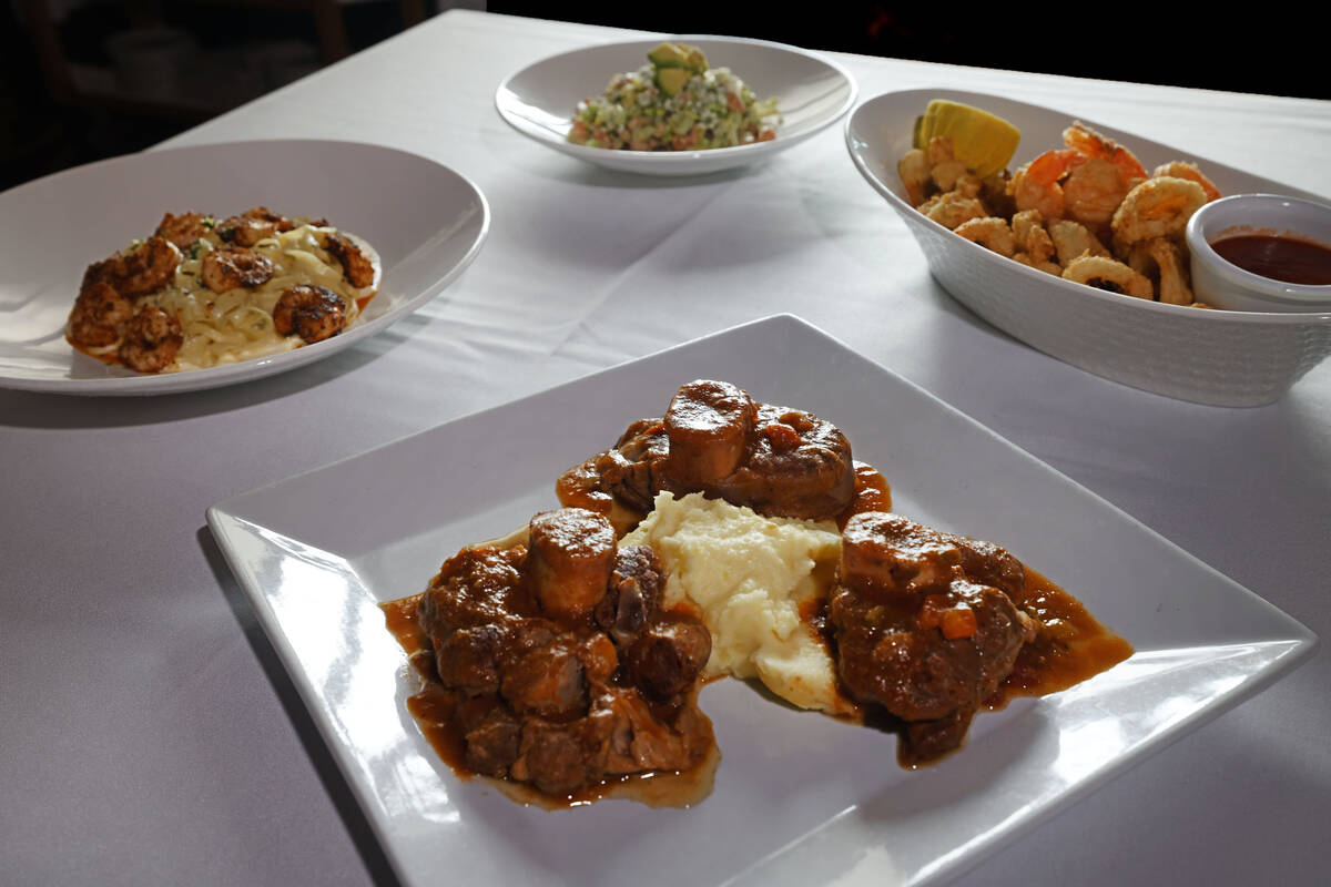 “Trinty Ossobuco,” from foreground clockwise, “Fettuccini Blackened Shrimp ...