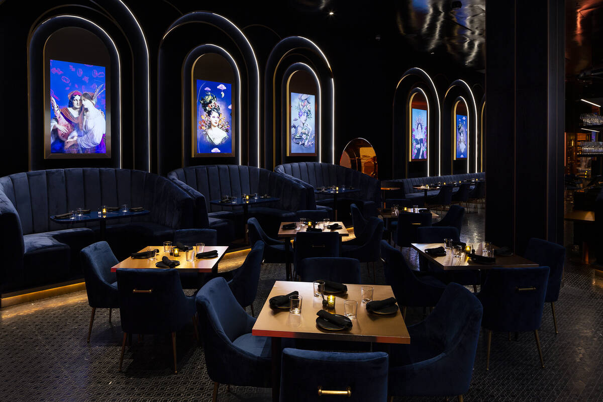 The moody main dining room at Bar Zazu, sister to Brezza restaurant next door, in Resorts World ...