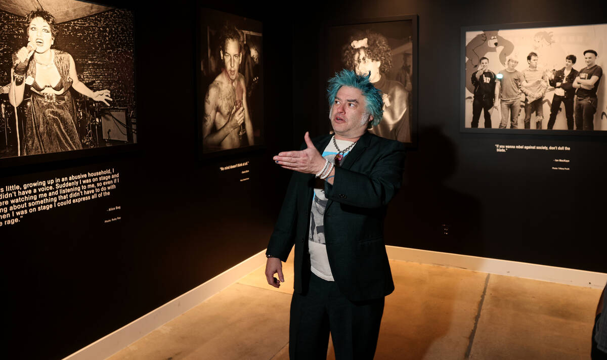 “Fat” Mike Burkett, co-founder of The Punk Rock Museum, shows his new museum in L ...