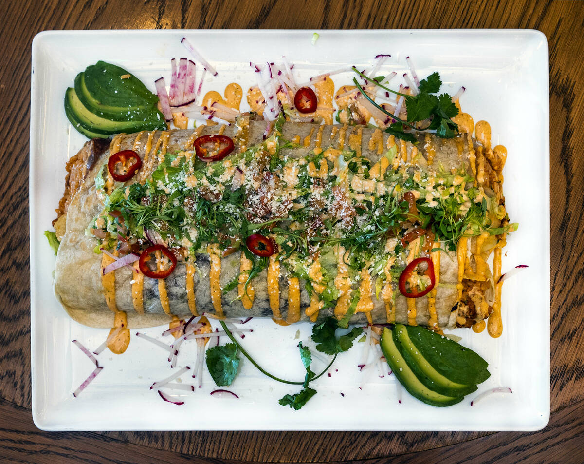 The 5-pound "Dos Manos" burrito from Borracha Mexican Cantina in Green Valley Ranch o ...