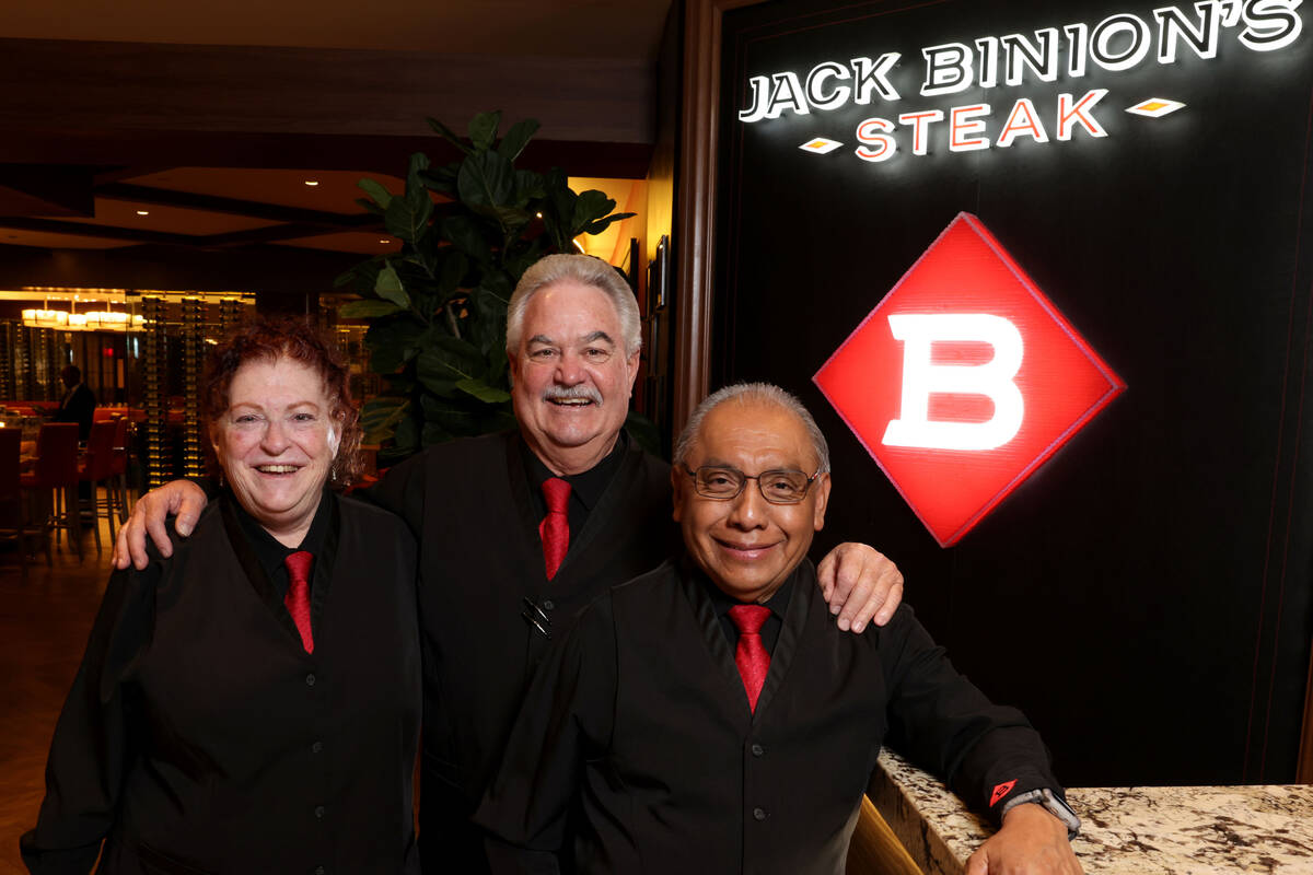 Longtime servers at Jack Binion’s Steakhouse inside the Horseshoe on the Strip in Las Vegas, ...