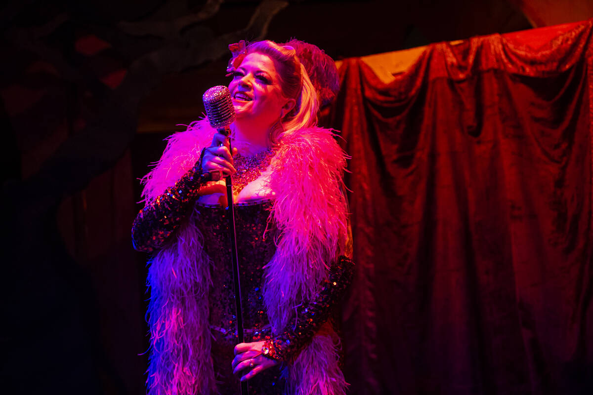 Cora Vette performs in the The Seance Room at Lost Spirits Distillery on Sunday, April 2, 2023, ...