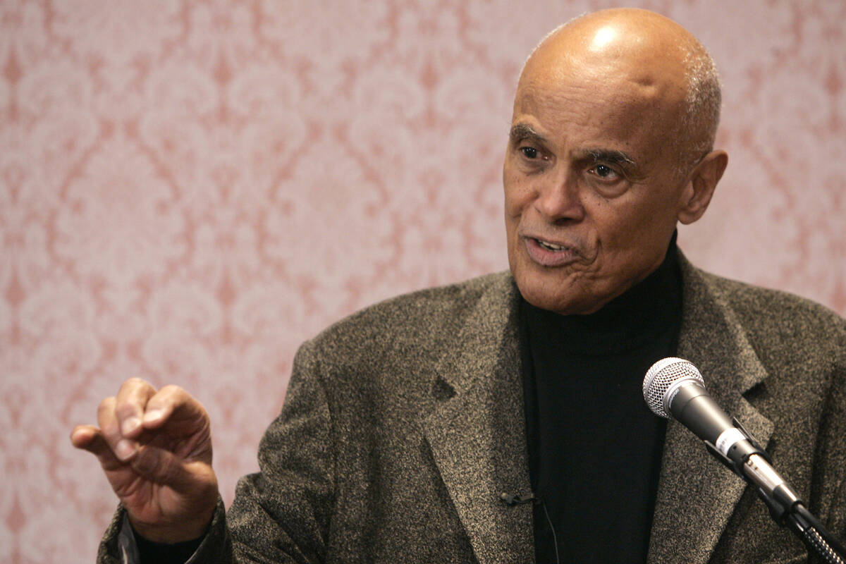 Entertainer and human rights activist Harry Belafonte speaks during a press conference at the ...