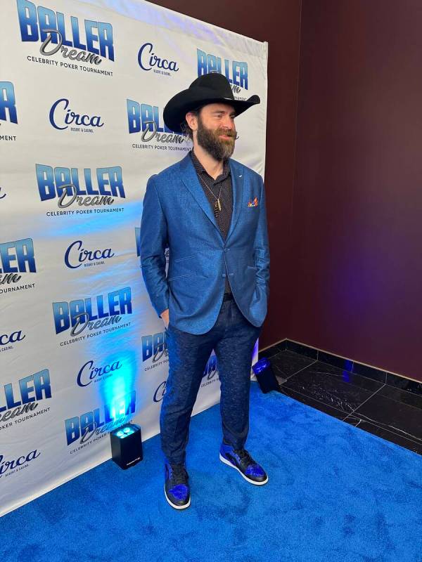 Former Denver Broncos star Evan Mathis is shown on the blue carpet at the Baller Dream Celebrit ...