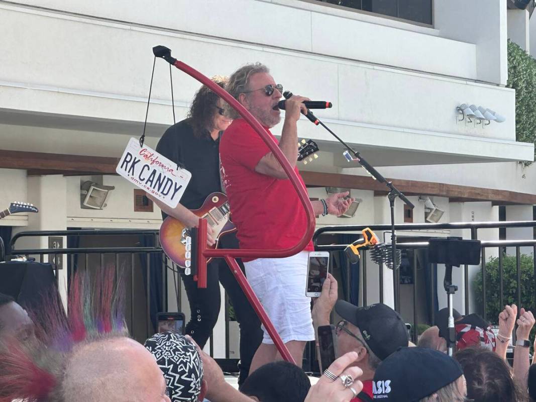 Sammy Hagar is shown at SOAK Pool at the Palms during a pop-up show with tribute band Three Loc ...