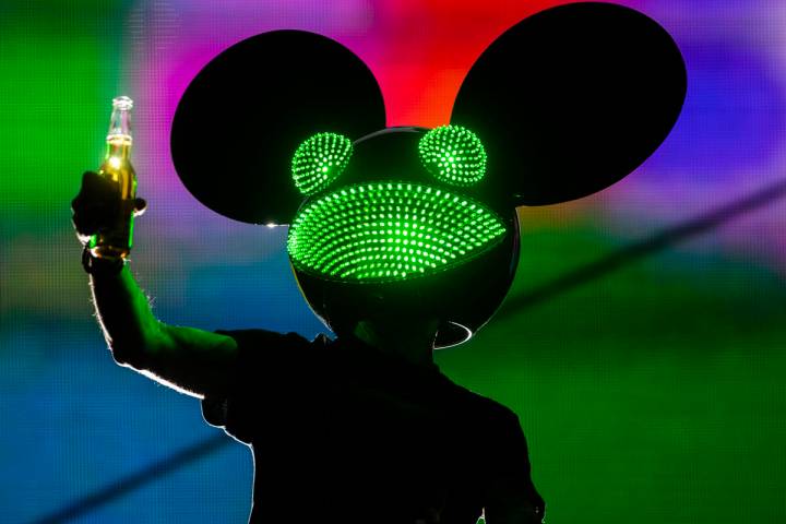 Deadmau5 performs for a crowd of over 10,000 people at a show hosted by Insomniac at The Downto ...