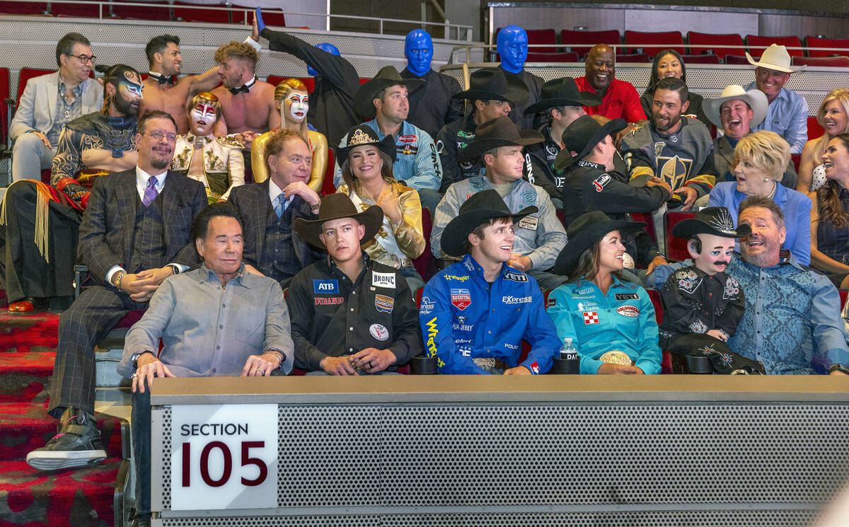2022 NFR Champions pose for a photo with Vegas celebrities at the Palms on Tuesday, May 16, 202 ...