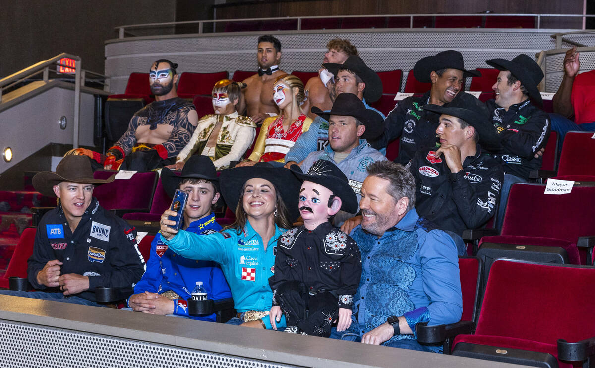 From left, Zeke Thurston, Stetson Wright, Hailey Kinsel, puppet Walter T. Airdale and Terry Fat ...