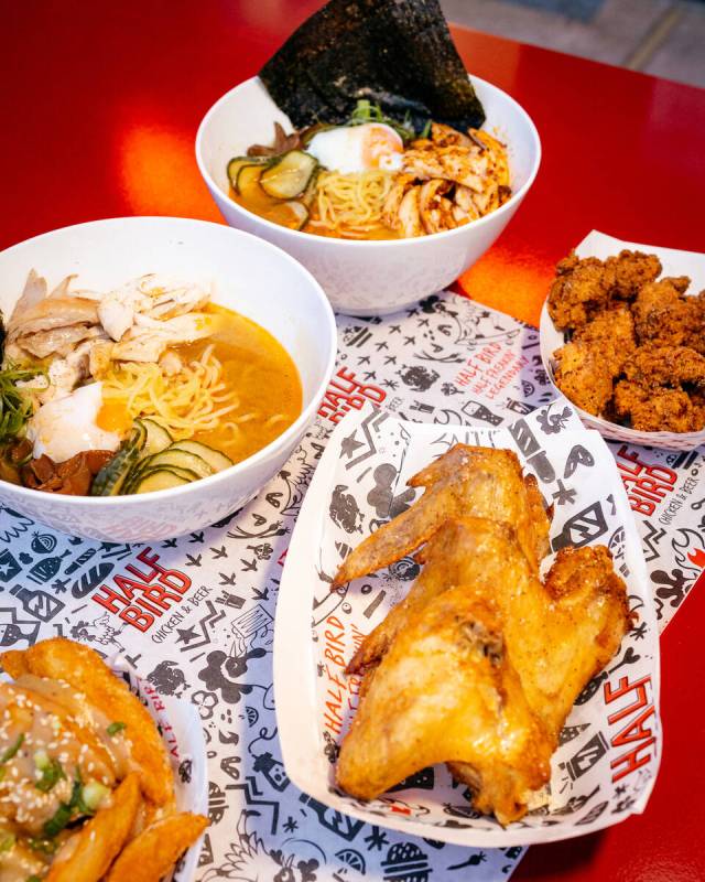 Ramen, chicken nuggets and a half rotisserie chicken from the original Half Bird Chicken & Beer ...