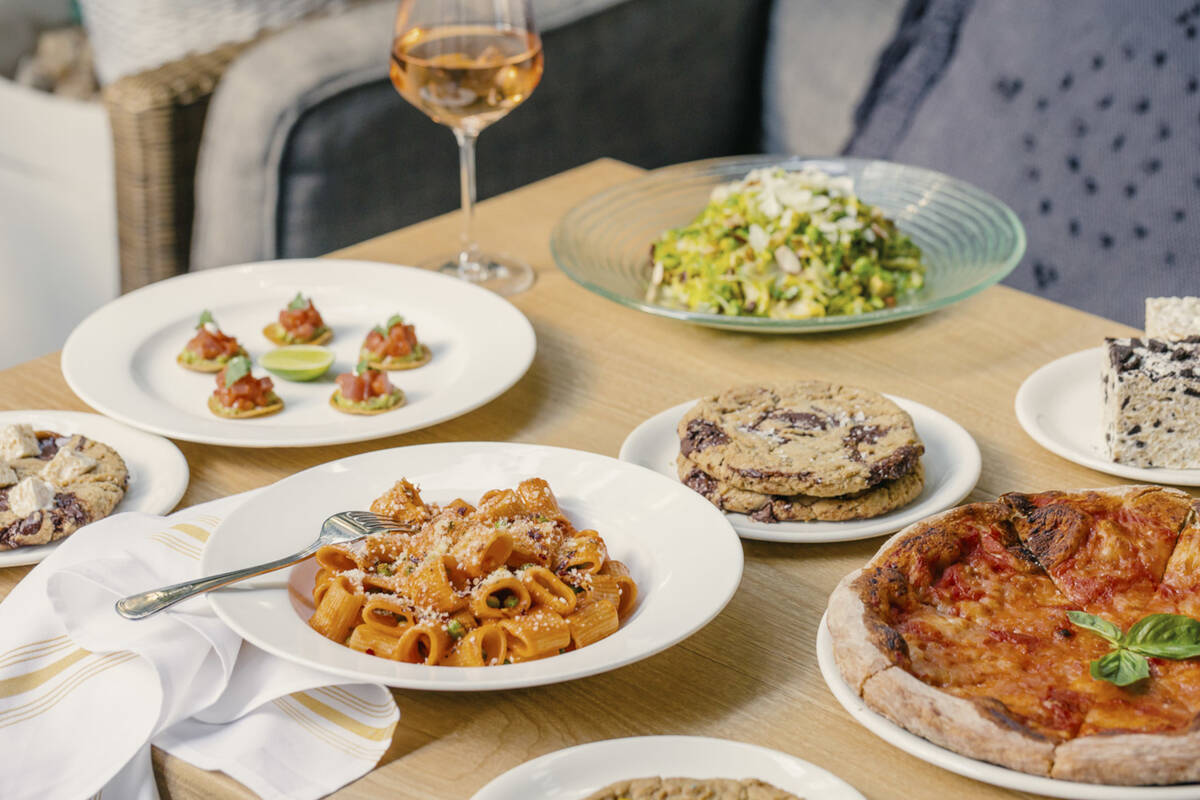 Spicy rigatoni alla vodka, front left, and pizza Margherita, right, from Summer House, a Califo ...