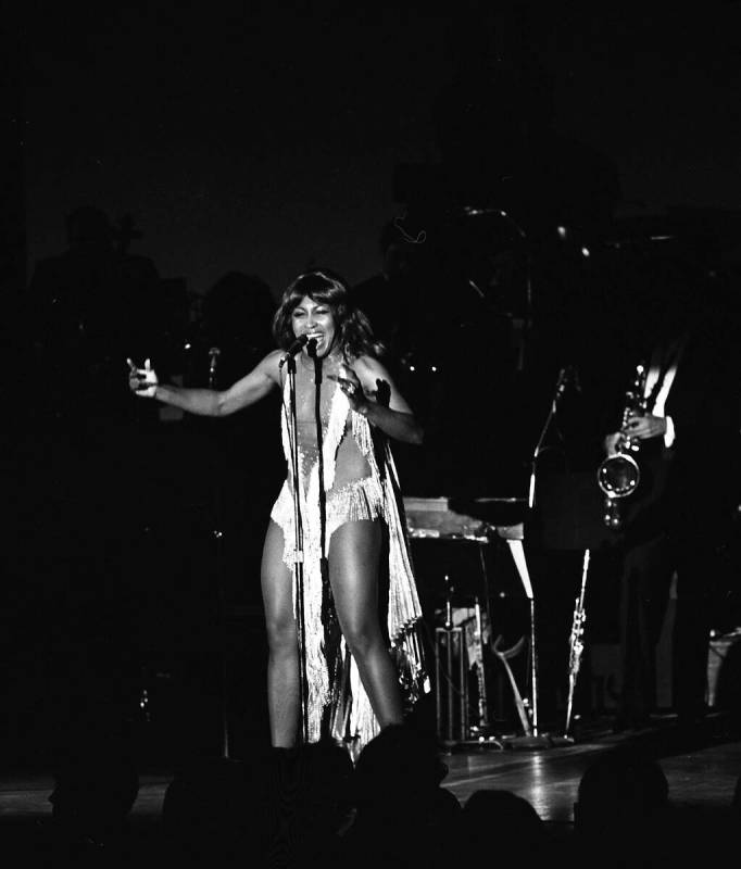 Tina Turner onstage at Caesars Palace on July 21, 1977, in Las Vegas. (Las Vegas News Bureau)
