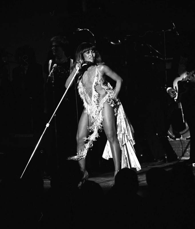 Tina Turner onstage at Caesars Palace on July 21, 1977, in Las Vegas. (Las Vegas News Bureau)