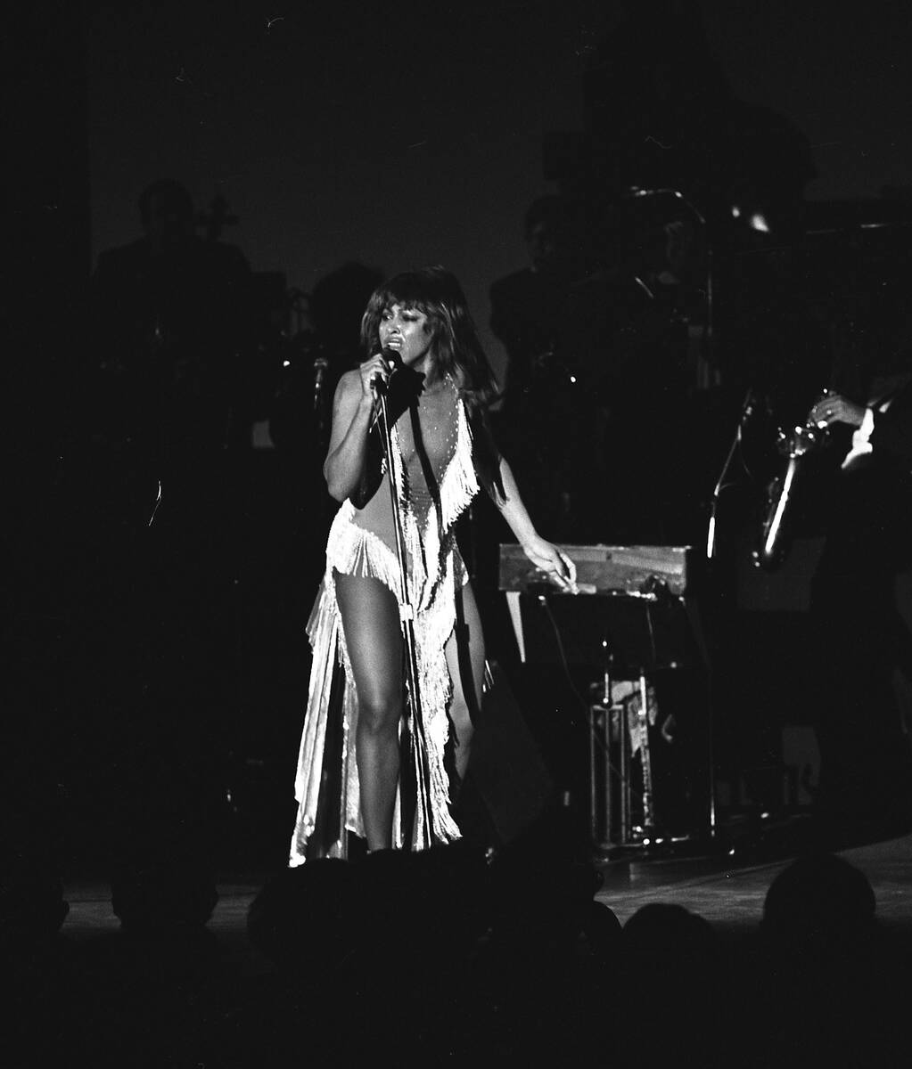 Tina Turner onstage at Caesars Palace on July 21, 1977, in Las Vegas. (Las Vegas News Bureau)