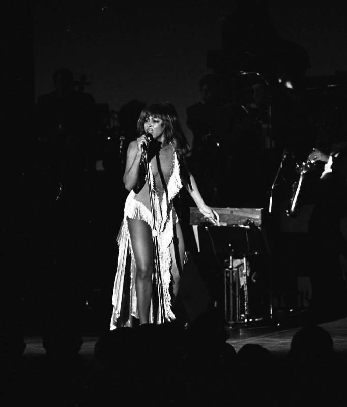 Tina Turner onstage at Caesars Palace on July 21, 1977, in Las Vegas. (Las Vegas News Bureau)