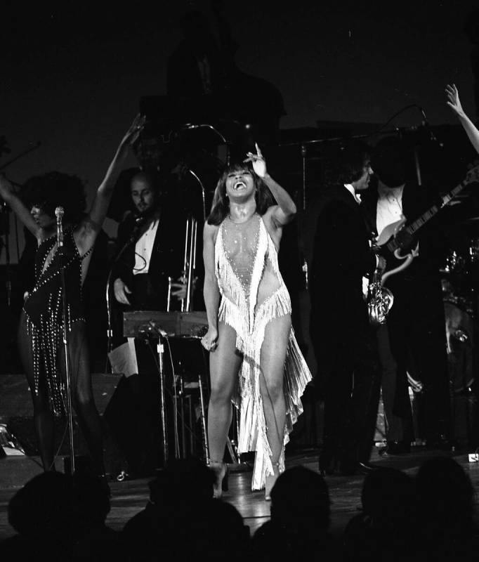 Tina Turner onstage at Caesars Palace on July 21, 1977, in Las Vegas. (Las Vegas News Bureau)