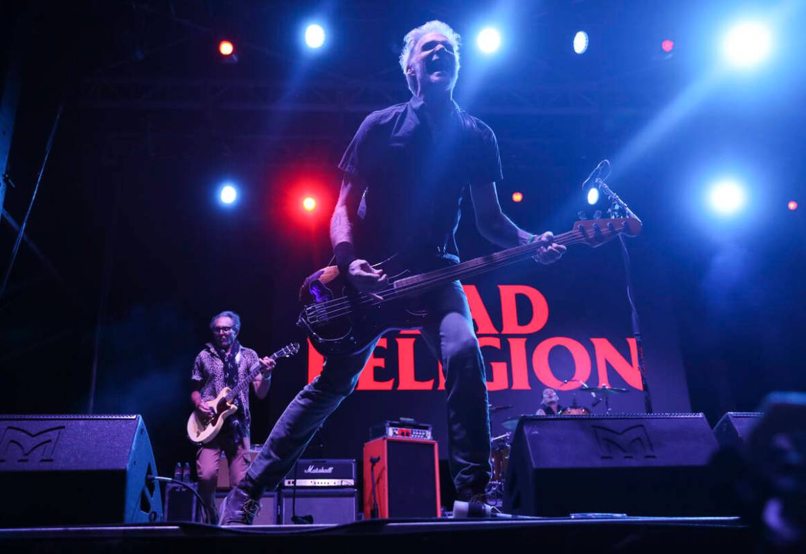Jay Bentley of Bad Religion performs during the Punk Rock Bowling music festival on Saturday, M ...