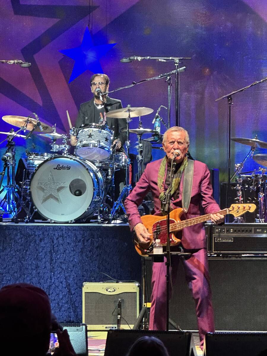 Ringo Starr and Hamish Stuart are shown during a performance with his All Starr Band on Saturda ...