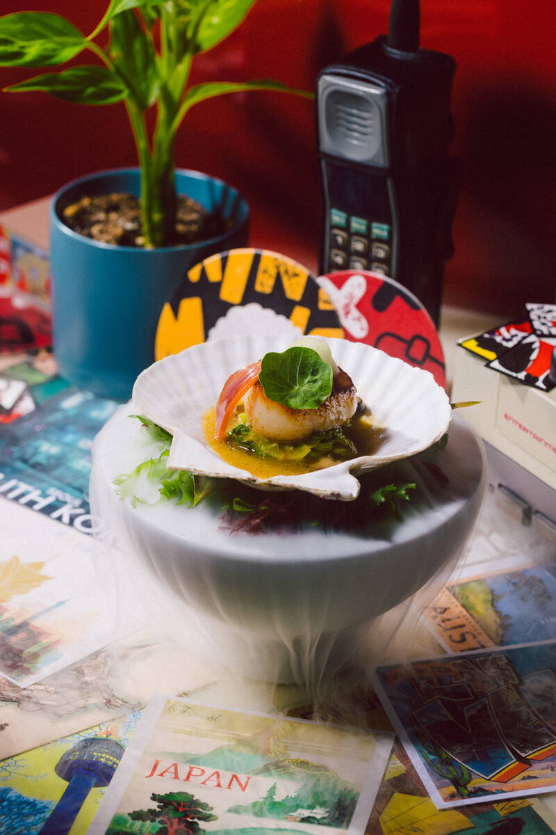 Hokkaido scallops from Min's Test Kitchen, a pop-up created by chef Min Kim of Mizumi in Wynn L ...