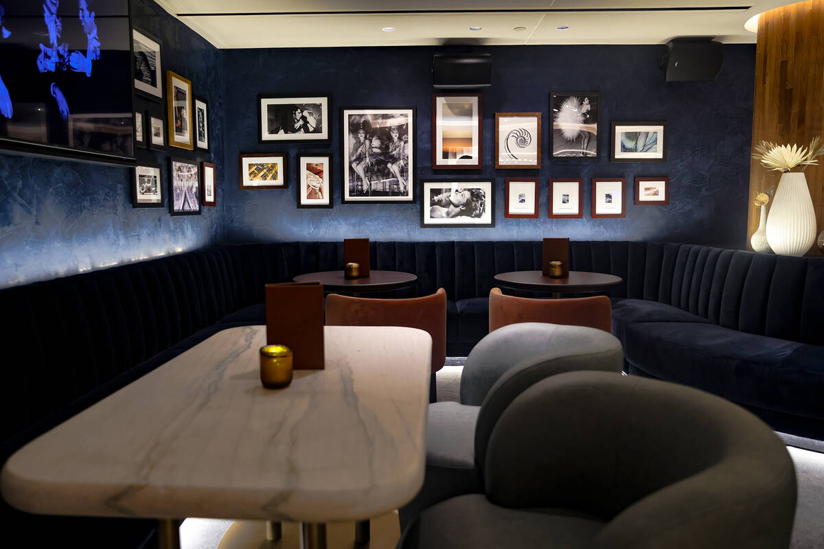The lounge at Ocean Prime, an upscale seafood and steakhouse restaurant chain, on the Strip in ...