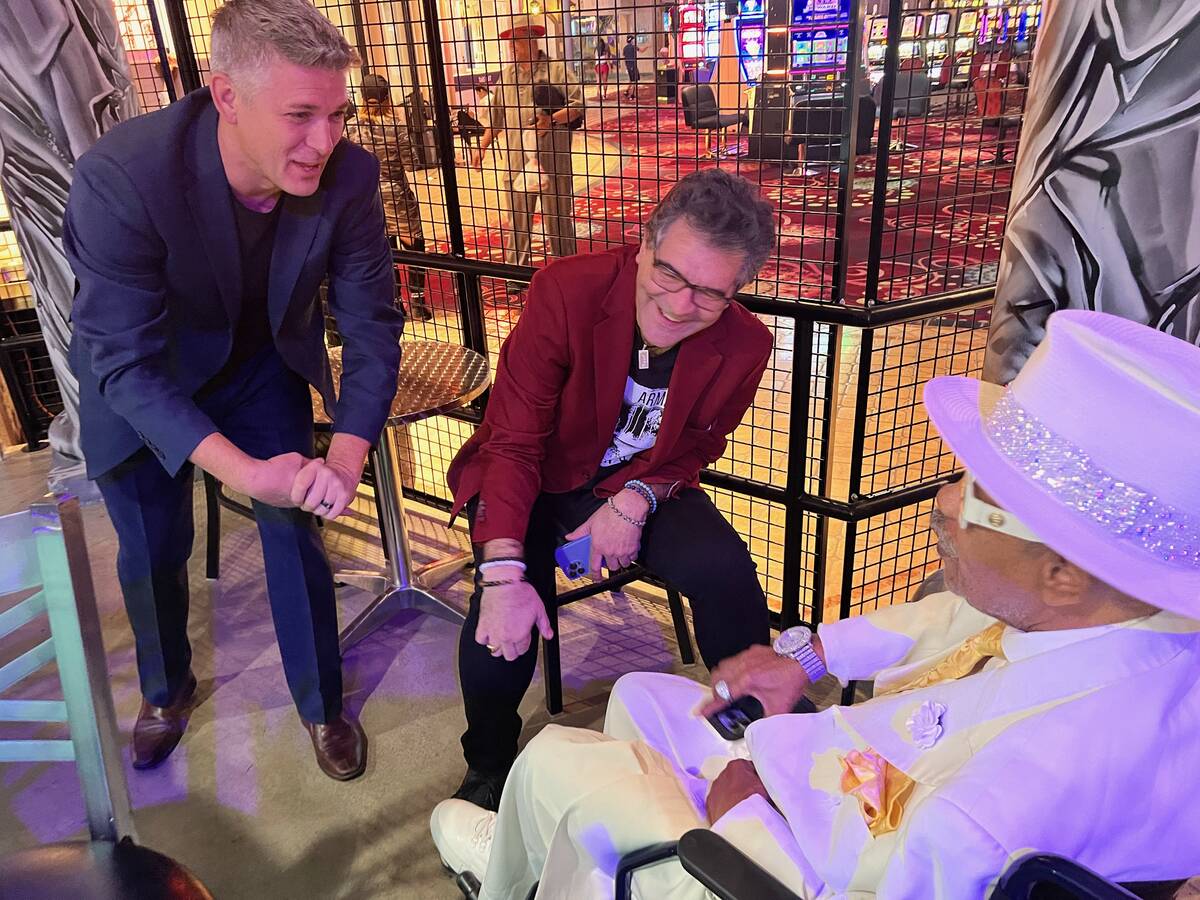 Pompey Entertainment co-founder Damian Costa, far left, is shown with Review-Journal columnist ...