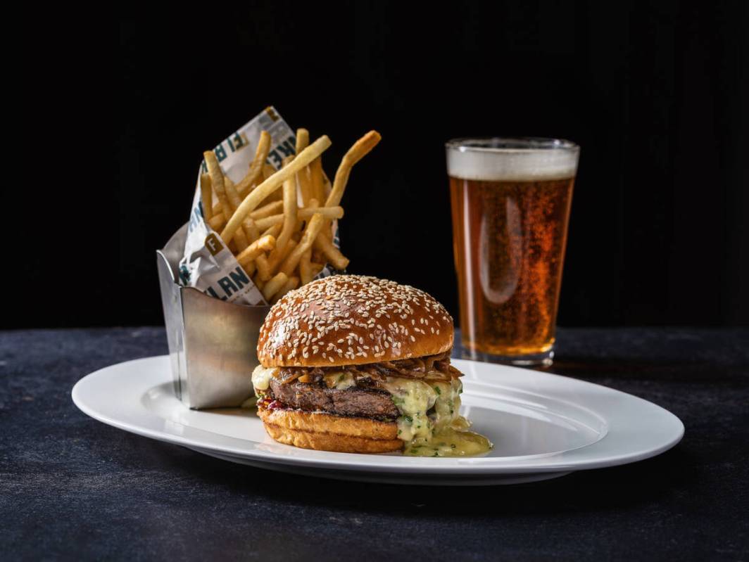 A double smash burger from Flanker Kitchen & Sports Bar opening June 10, 2023, in Mandalay Bay ...
