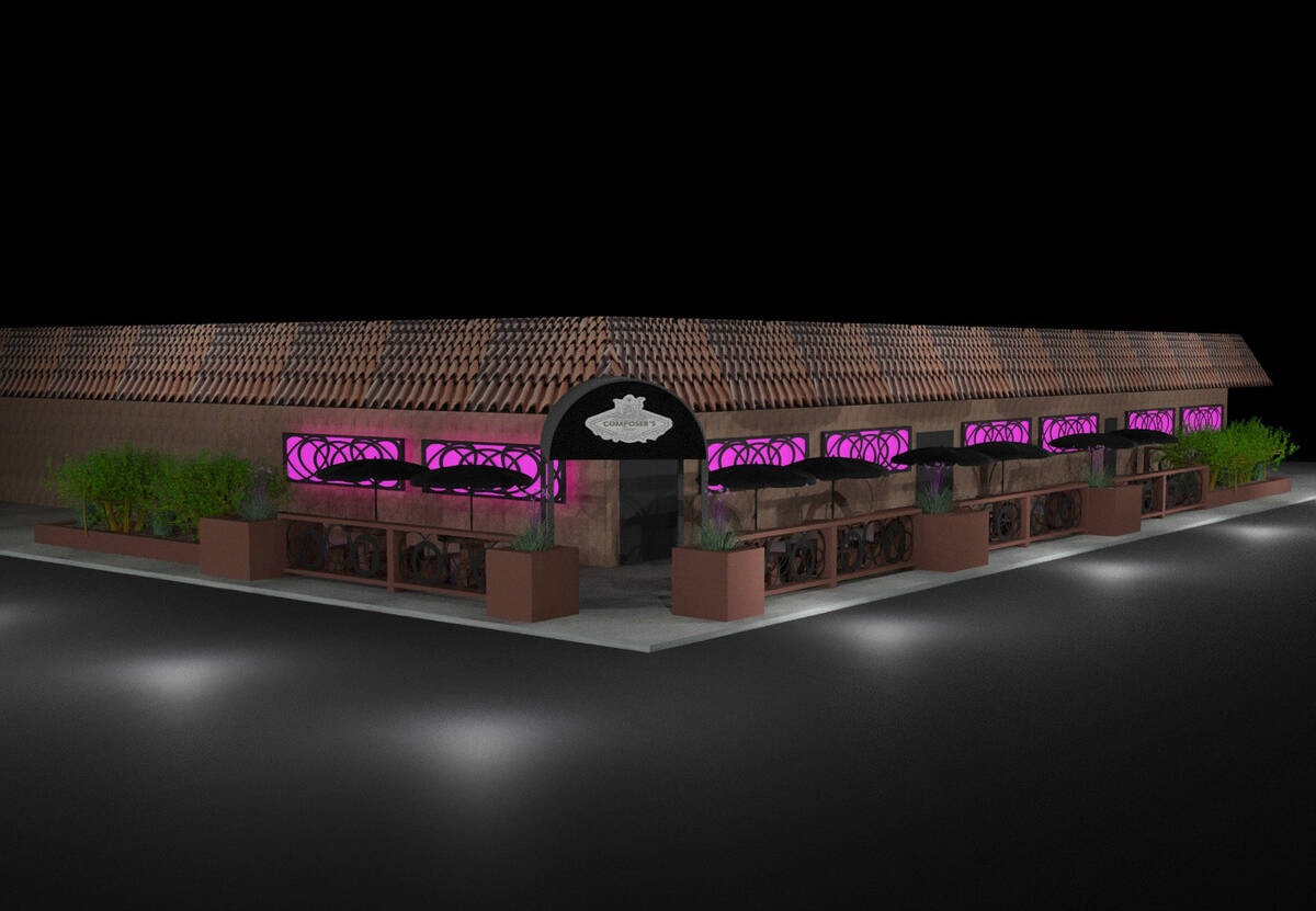 A rendering of The Composers Room Showlounge & Restaurant planned to open in summer 2023 in the ...