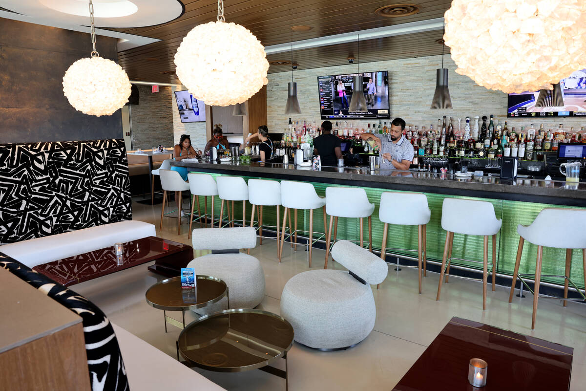 Manager Nick Vasquez makes an On Island Time signature cocktail at Laguna Pool House & Kitc ...