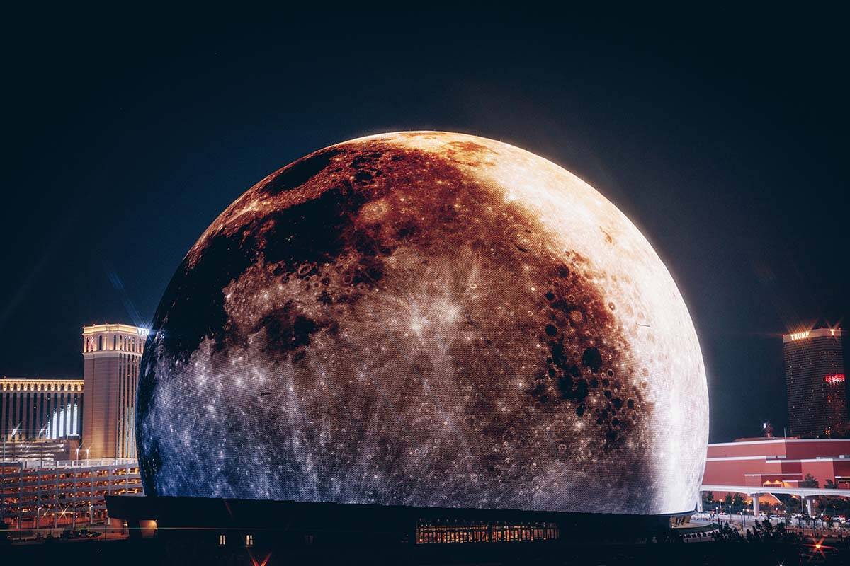 The Sphere was first put on full display Tuesday, July 4, 2023, in Las Vegas. (Sphere Entertain ...