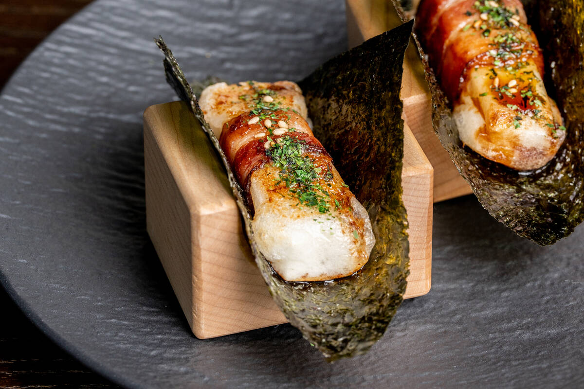 Bacon mochi yaki from Mizunara in The Sundry food hall in southwest Las Vegas. (Angelo Clinton)