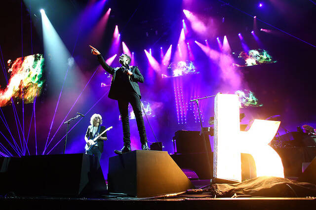 Brandon Flowers of The Killers performs during the grand opening of the T-Mobile Arena in Las V ...