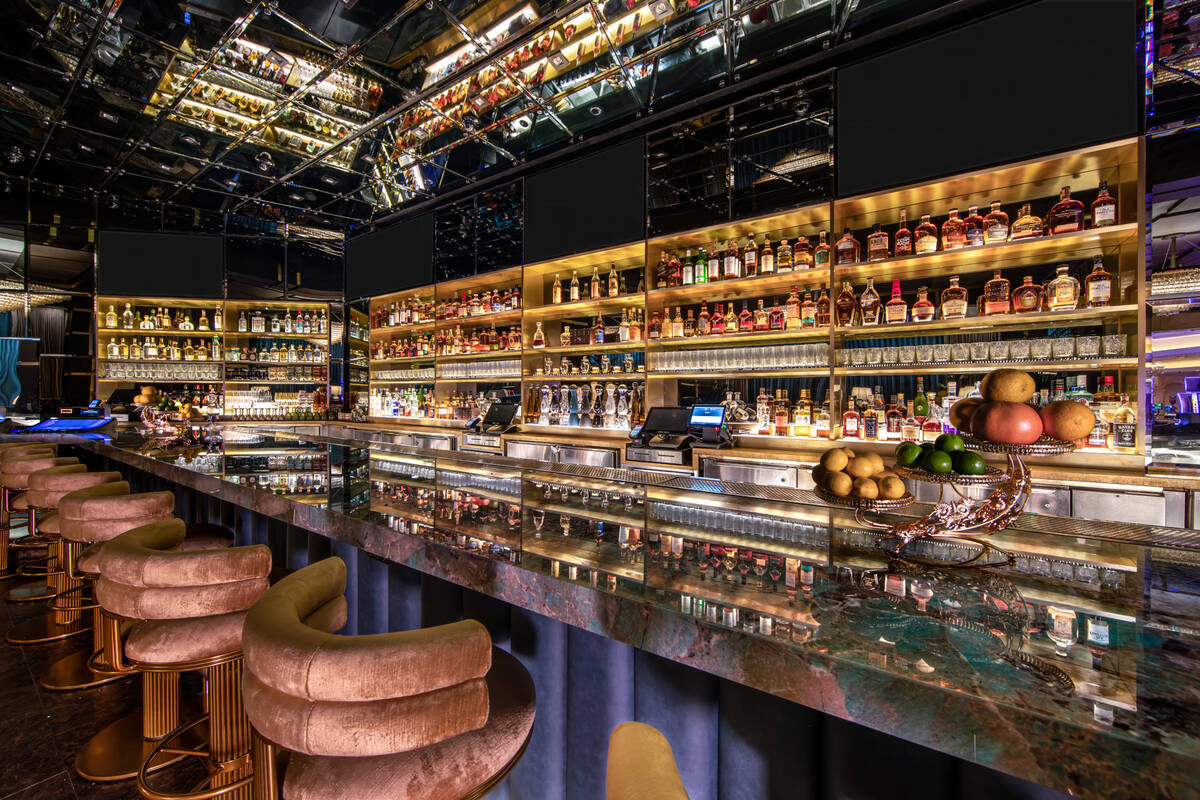 The bar at Juliet Cocktail Room, opening Aug. 7, 2023, in The Venetian on the Las Vegas Strip. ...