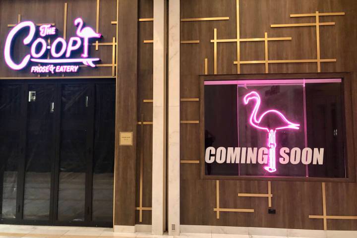 The exterior of The Co-op Frosé & Eatery taking shape, as of summer 2023, in Resorts W ...