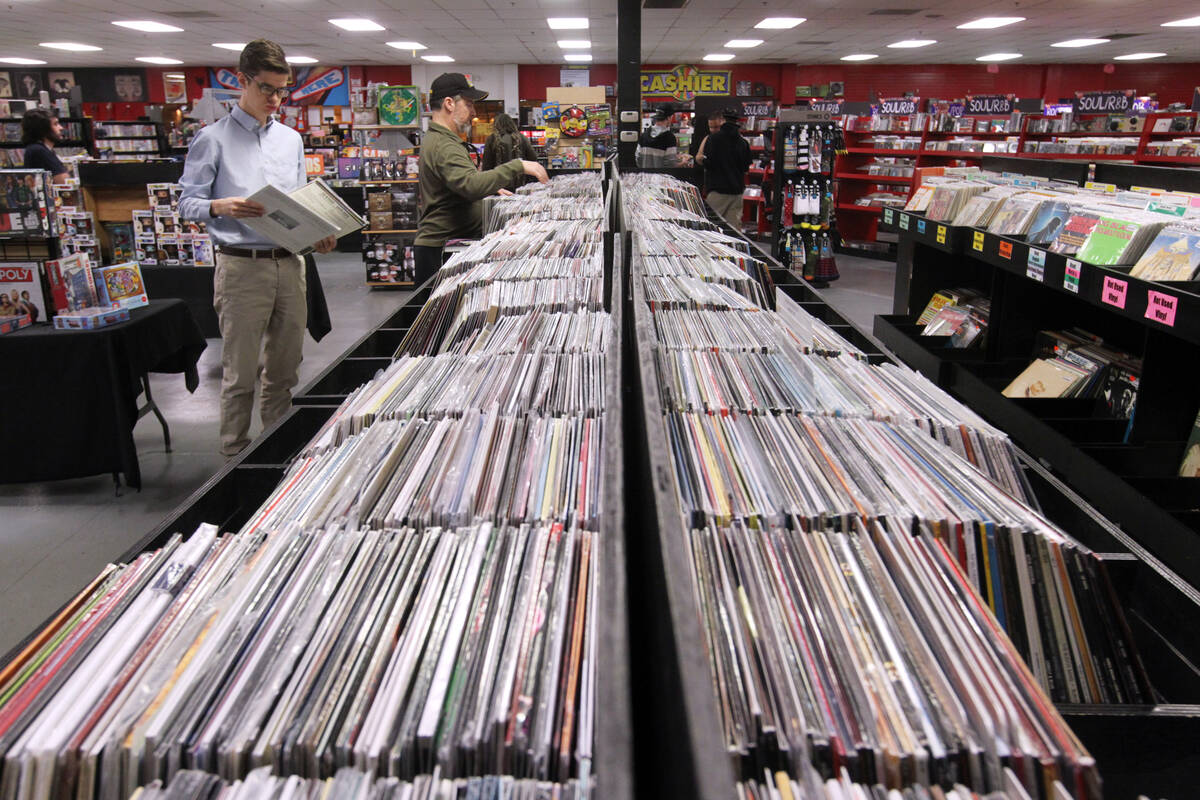 Zia Records carries a selection of vinyl LP’s and 45’s at their Eastern Avenue stor ...