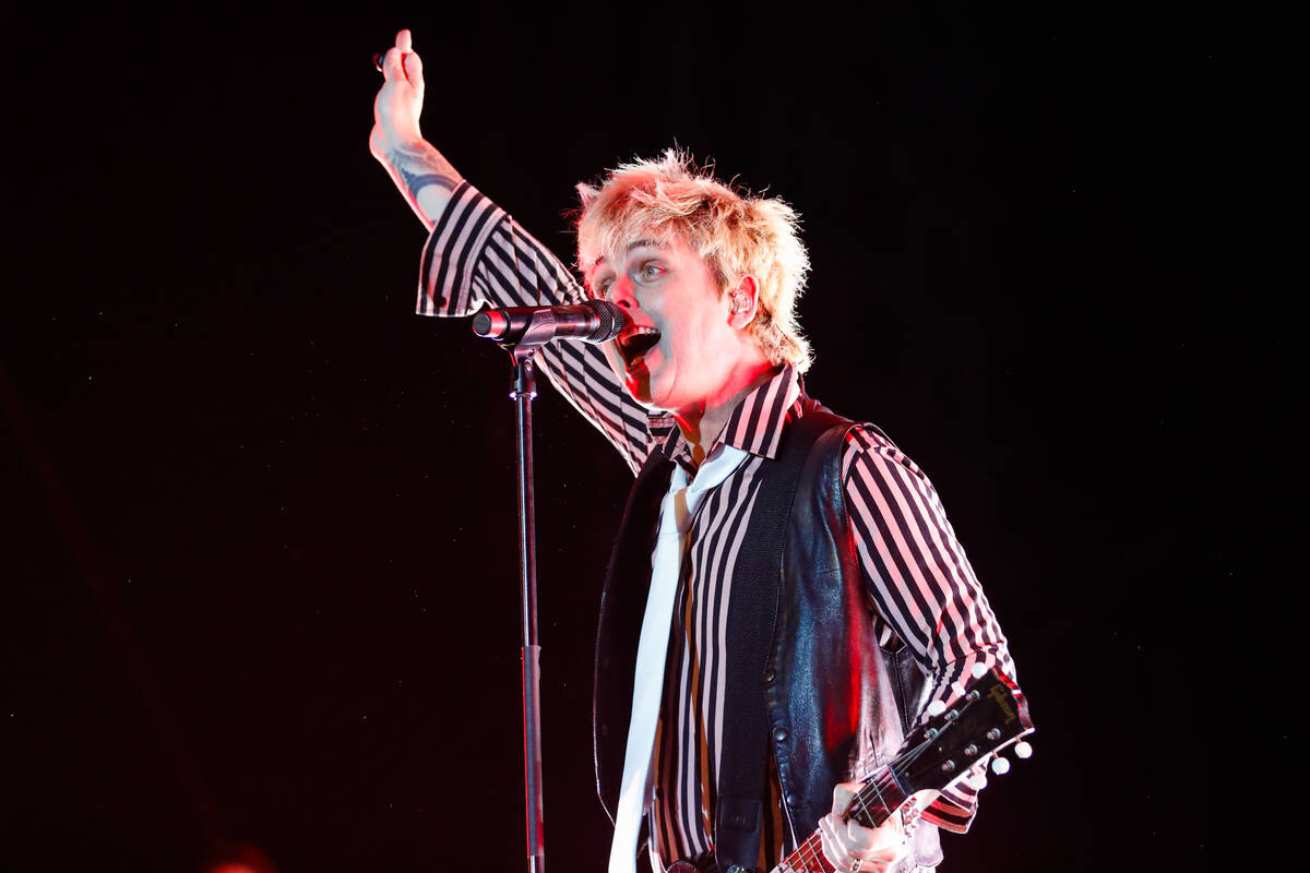 Green Day’s lead singer, Billie Joe Armstrong, performs at the When We Were Young 2023 m ...