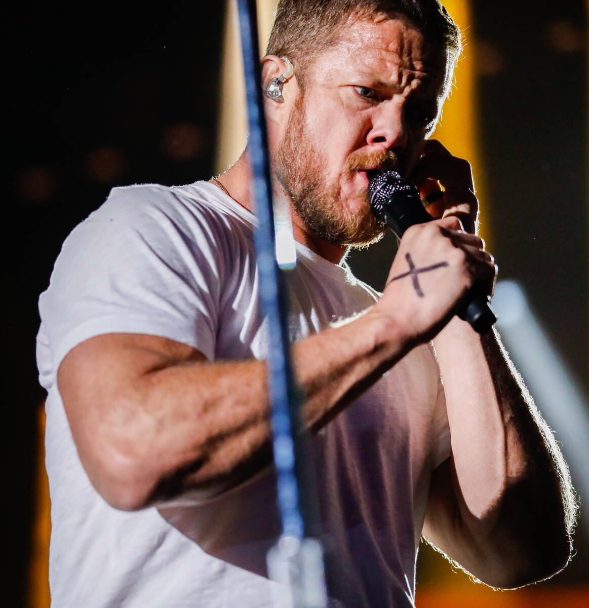 Dan Reynolds, lead singer of Imagine Dragons, performs at the 2023 SEMA Fest on Saturday, Nov. ...