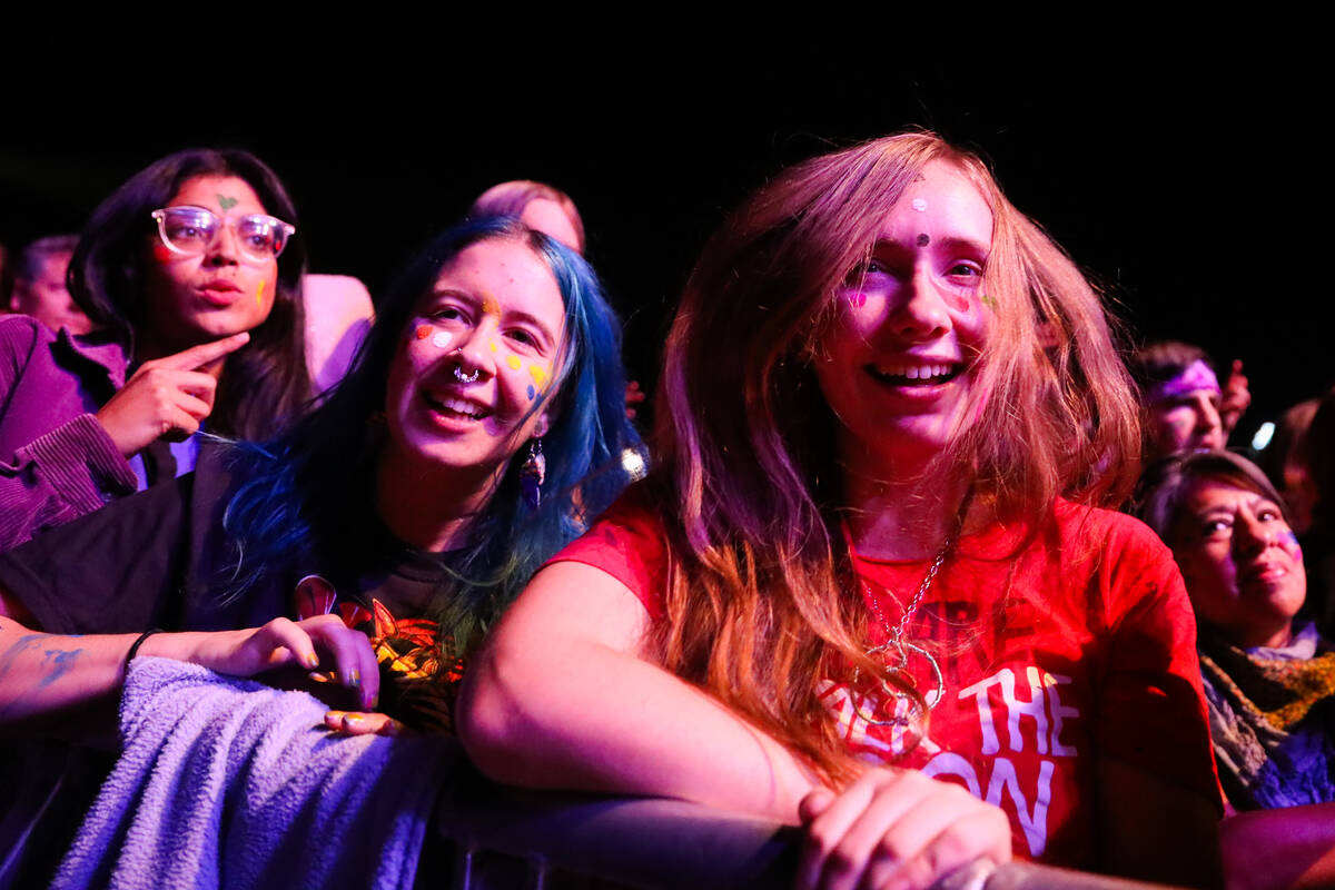AJR fans enjoy themselves during an AJR concert at the 2023 SEMA Fest on Saturday, Nov. 4, 2023 ...