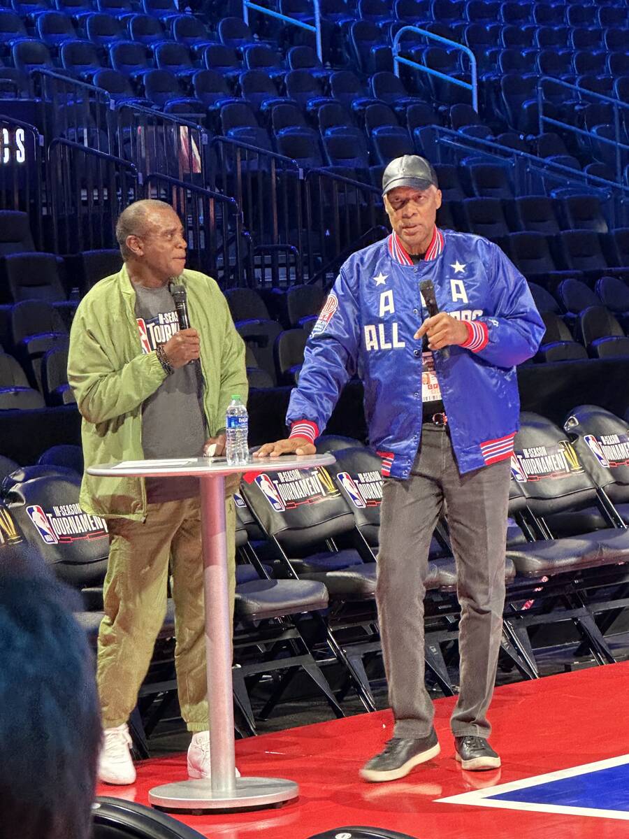 Julius "Dr. J" Erving is shown with longtime broadcaster and ex-NFL star Ahmad Rashad at a VIP ...