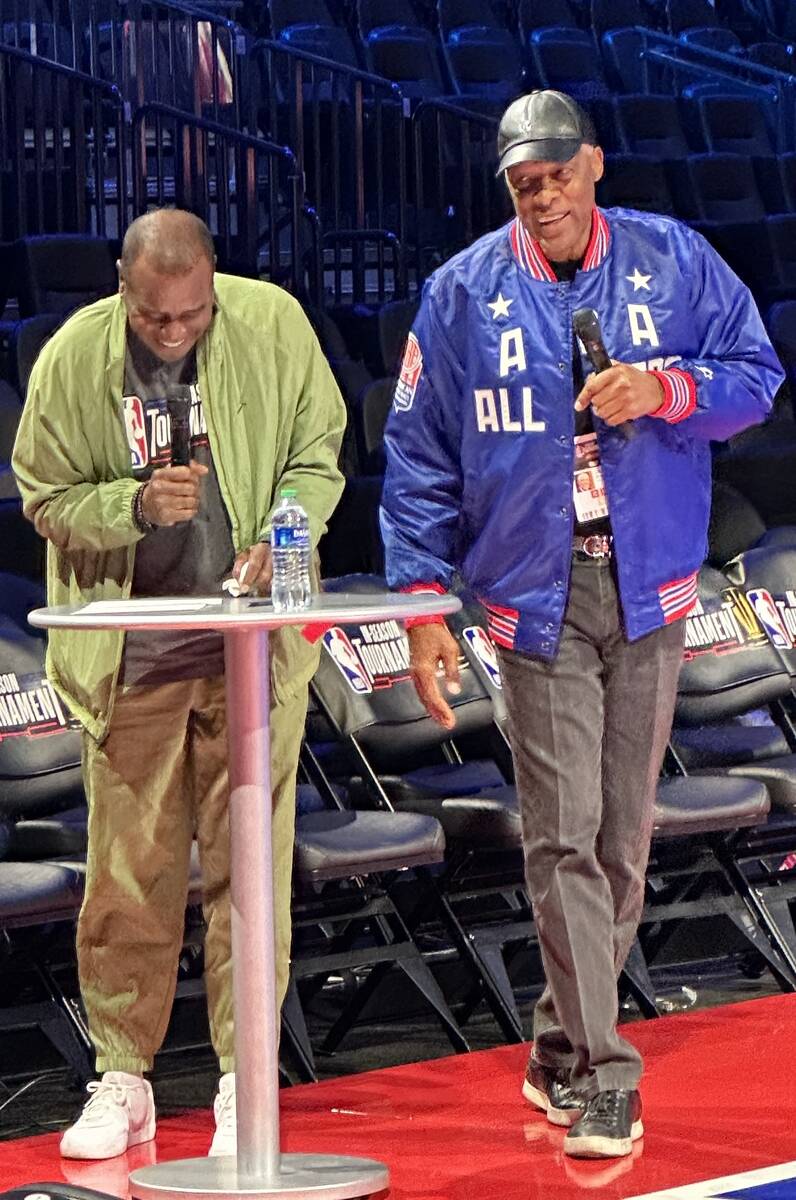 Julius "Dr. J" Erving is shown with longtime broadcaster and ex-NFL star Ahmad Rashad at a VIP ...