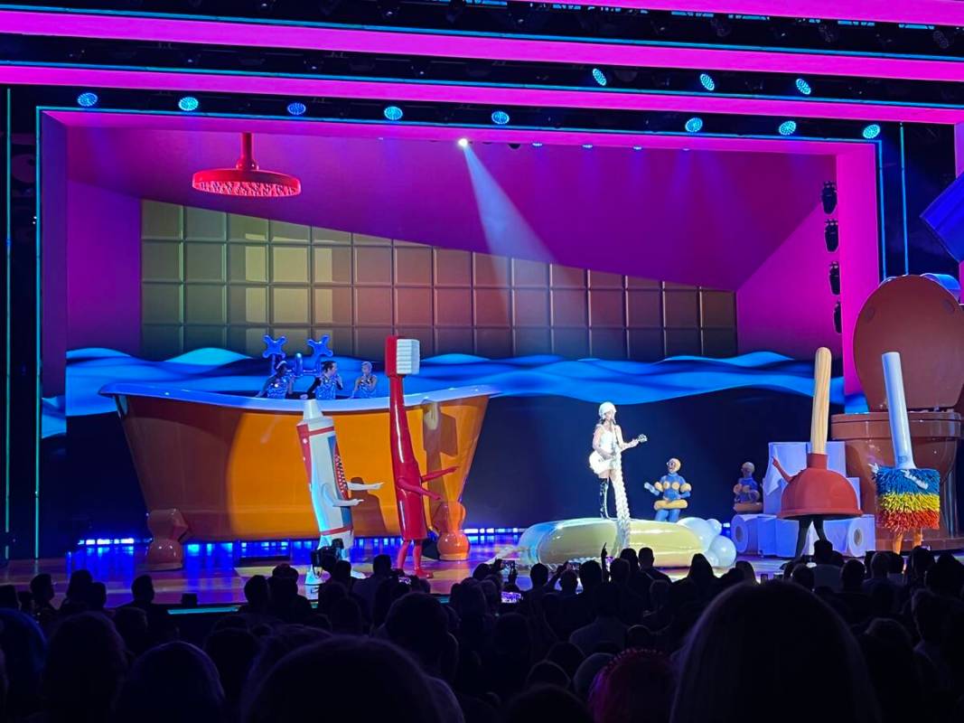 Katy Perry performs her "Play" production at the Theatre at Resorts World on Saturday, June 11, ...