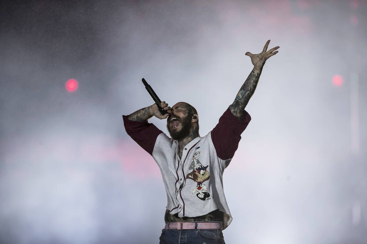 American rapper Post Malone performs during the Rock in Rio music festival in Rio de Janeiro, B ...